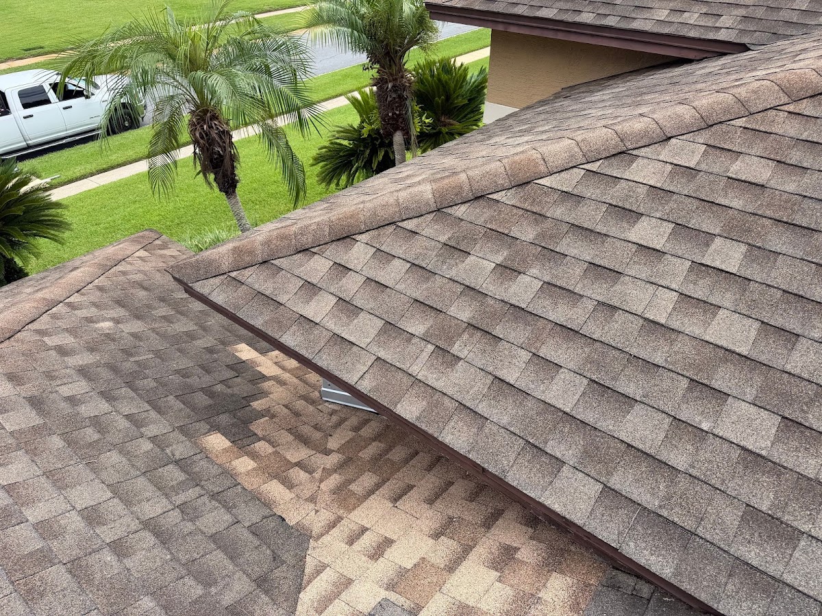 Shingle roof detail viewed from above